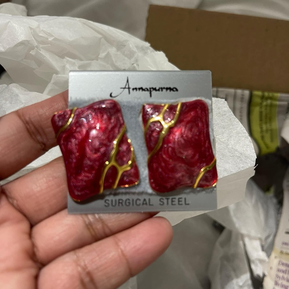 Annapurna Red Enamel Earrings